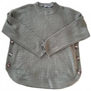 VTG Jason Maxwell Sage Green Sweater Wms SZ PL. Side Buttons Y2k CabinCore Cozy